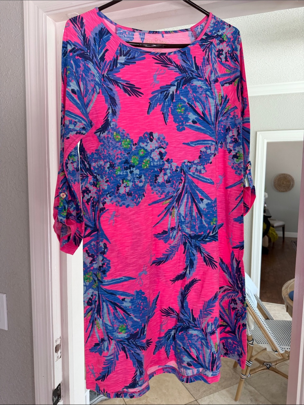 Lilly Pulitzer Like-new Hot Pink & Blue Floral Tunic Dress